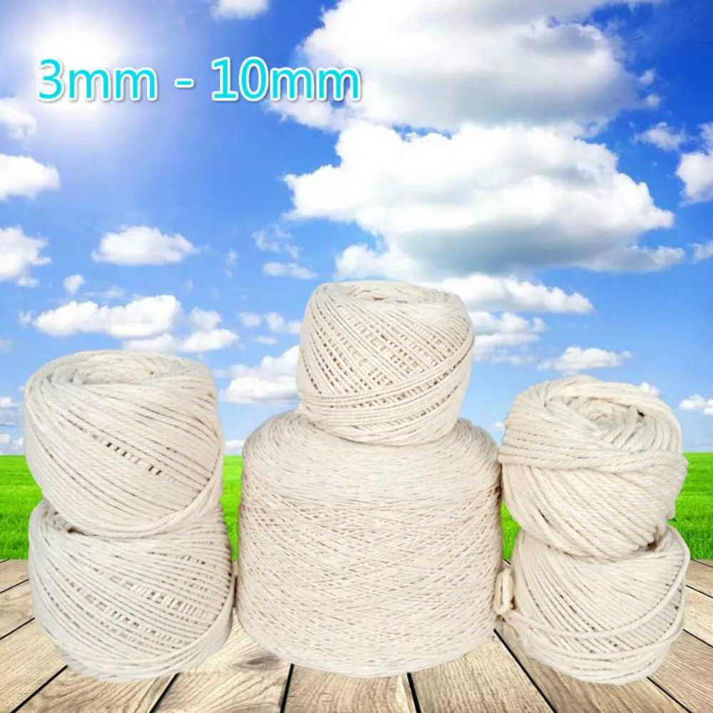 

3-10mm White Cotton Twisted Braided Cord Rope Diy Handmade Home Textile Accessories Craft Macrame String Wedding Decoration