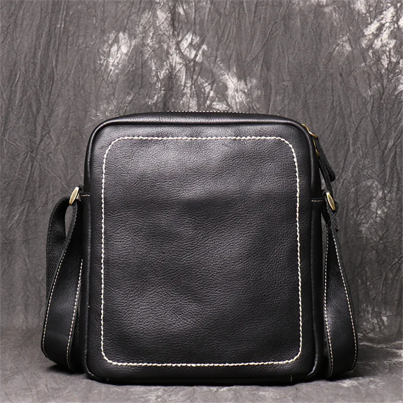 

Nesitu High Quality New Casual Vintage Blak Coffee Genuine Leather Small Men Messenger Bags For ipad Male Shoulder Bag M1031