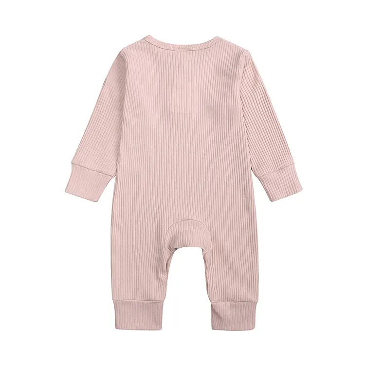 Baby Boy Romper Long Sleeve Knitted Ribbed Baby Clothes Girl Rompers Solid Color Toddler Romper Infant Clothing 0-24 Months Warm Baby Bodysuits 