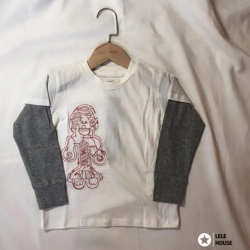 Комплекты одежды с рисунком пятен; футболки; свитер для мальчиков с этническими танцорами; детские штаны; топы с черепом; крутая футболка с вышивкой для маленьких девочек - Цвет: AS PIC.
