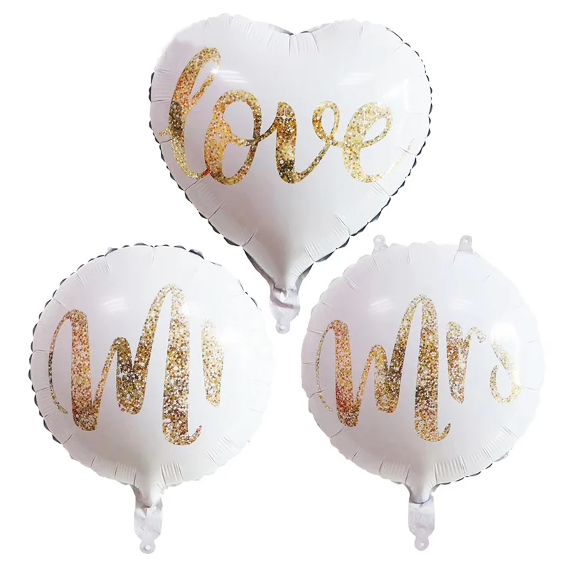 10pcs 18inch Mr Mrs white Foil balloons for Wedding Party Bridal Bride to be Engaged Party Air Globos Wedding Ballons decoration