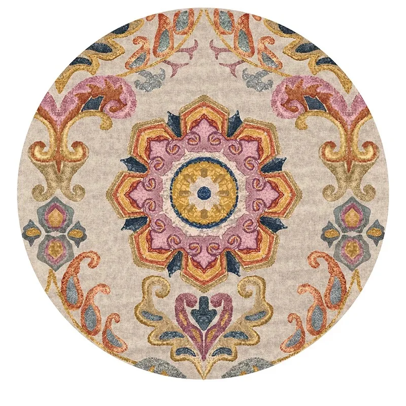 Нордическая Этническая Мандала ретро круглый коврик с цветочным принтом круглые ковры для гостиной детской комнаты жаккардовый Большой спальный детский ползающий ковер