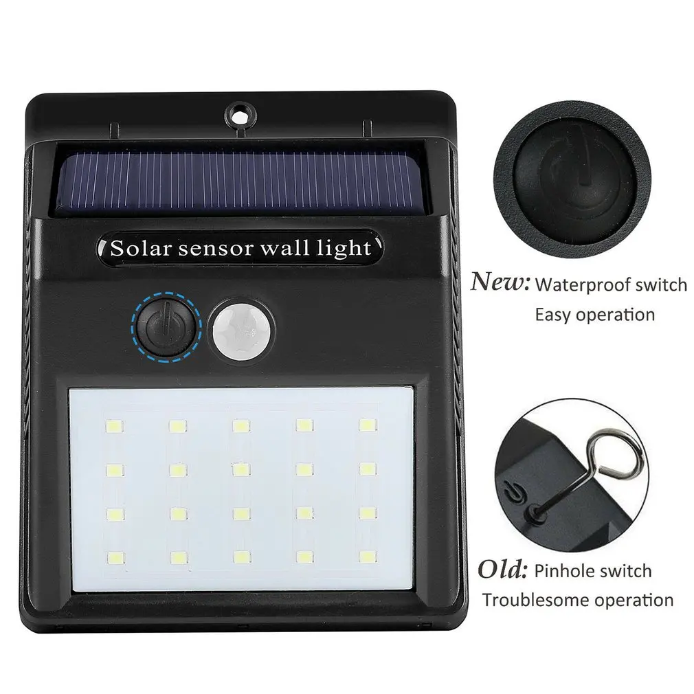 Waterproof 20 LED Solar Sensor Light Motion Sensor Wall Light Outdoor Garden Yard Streets Lamp Energy Saving Hanging LED Light