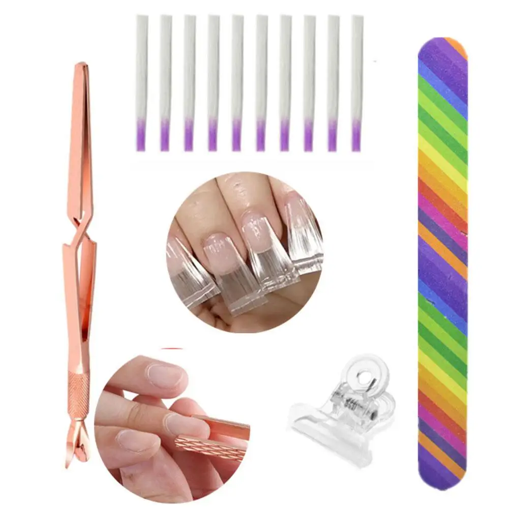 Наращивание ногтей шелковое волокно Fibernail Builder Набор пластиковых клипов легко использовать дизайн ногтей Гладкий