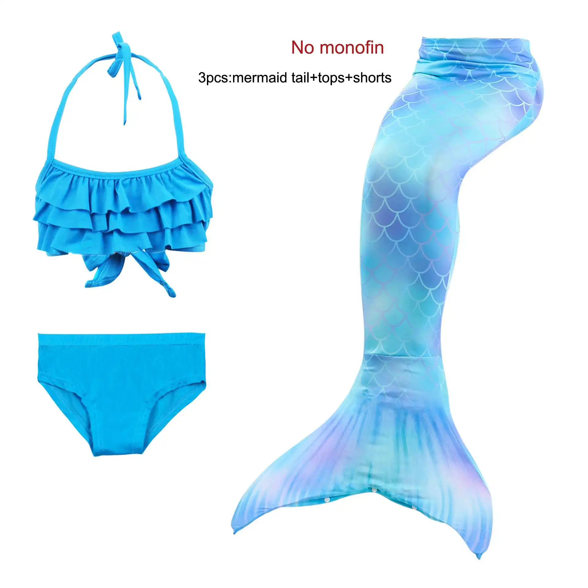 Костюм Русалочки с хвостом для девочек; костюм для плавания с монофином; детский купальный костюм Ариэль; купальный костюм Русалочки с хвостом; карнавальный подарок; куклы - Цвет: 3 set-7