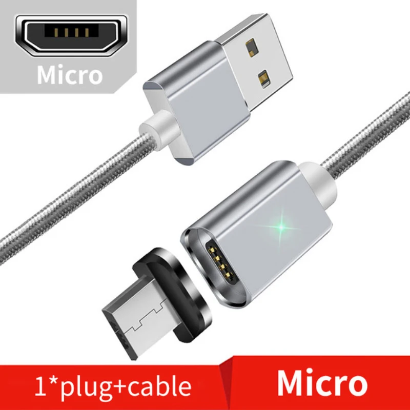 Silver Micro Cable Essager Магнитный Micro Тип usb c кабель для передачи данных для iPhone 11 XR 7 IPad Xiaomi 9 Redmi Note 7 Быстрый зарядный кабель мобильного телефона код данных - Цвет: Silver Micro Cable