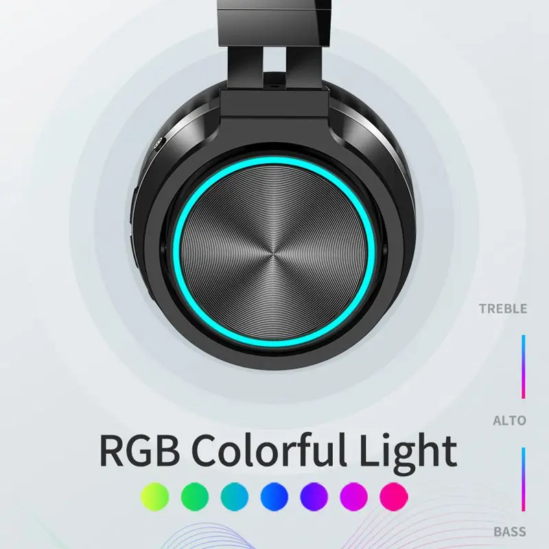 LEORY B12 Складная bluetooth 5,0 гарнитура сильный бас светодиодный RGB светильник наушники TF карта проводной режим гарнитура с микрофоном для телефонов