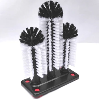 

New Glass Washer 3 Brush Glass Washing Brushes With Suction Base Bar Glass Cleaner For Bar,Kitchens,Red Wine Glasses,Cup