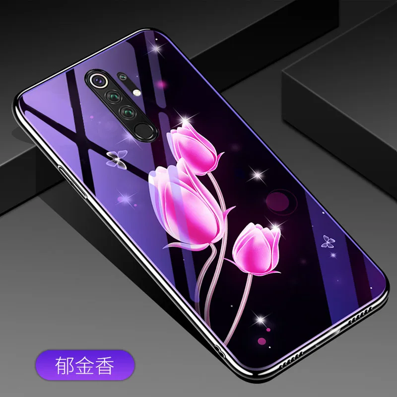 Синий свет цветок закаленное стекло чехол для Xiaomi Redmi Note 8 Pro задняя крышка для xiomi Redmi Note 8 Plus Защитные чехлы для телефона Fundas - Цвет: 5