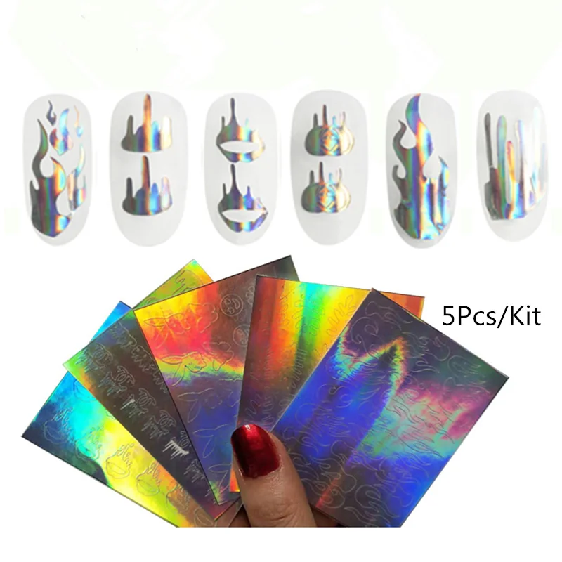 

CHIVENIDO Laser Flame Nail Decals Kit Christmas Theme FLame Nail Sticker Set for Nail Flames Art
