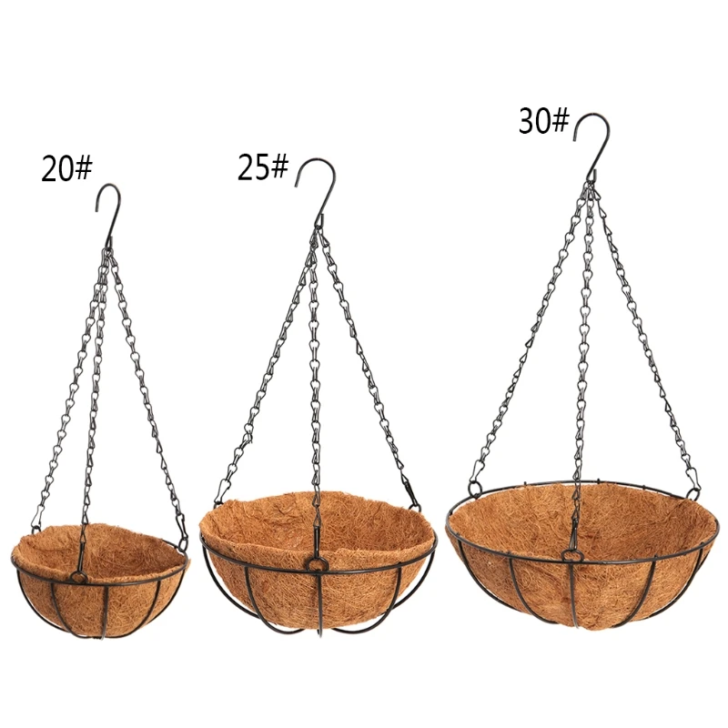 Hanging Coconut Vegetable Flower Pot Basket Liners Planter Garden Decor Iron Art M4YD