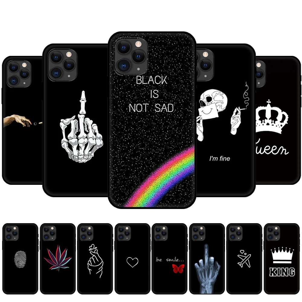 Черный чехол из ТПУ для iphone 5 5s se 6 6s 7 8 plus x 10 силиконовый XR XS 11 pro MAX черный белый