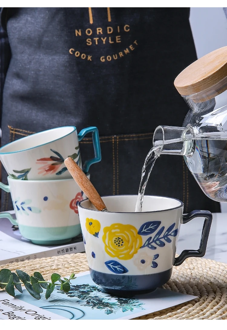 Tasses,Tasses en céramique motif lettre créative tasses avec couvercle