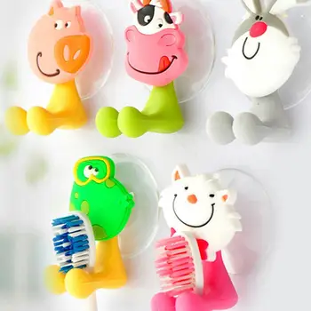 

Cartoon Animal Toothbrush Suction Cup Wall Holder Hanger Rack Storage Bathroom Wall Mounted Toothbrush Holder Organizer