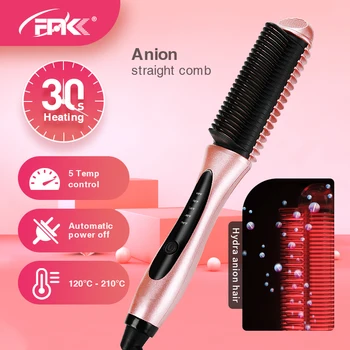 通販 ストレートヘアアイロン櫛電気イオンヘアブラシブラシ定ホット加熱30クイックフラット鉄ヘアケアブラシコルゲーションカーラー