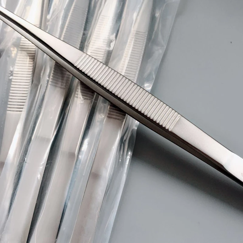 Stainless Steel Tweezers 430 Precision CR Anti-iodine Long Forceps 12.5cm-30cm Straight Head Elbow Thicken Medical Tools