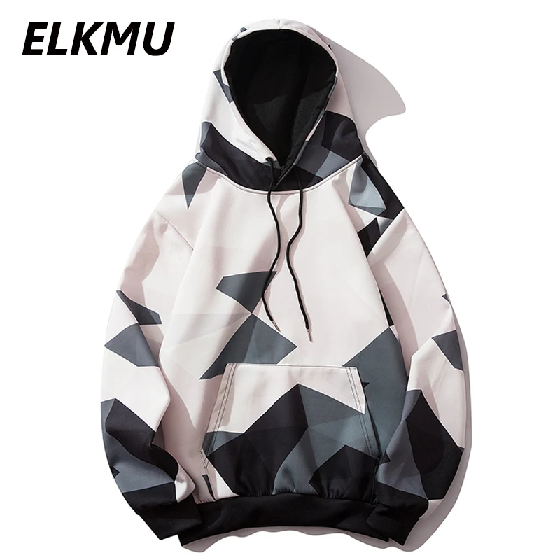 Толстовка ELKMU в стиле Харадзюку Мужская Уличная одежда свитшот с цветными