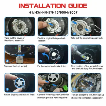 

2pcs/set Car Auto 4 Side H7 COB LED Headlight High Low 2000W 6000K White Light