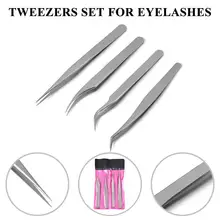 4pcs 100% Closed Makeup Professional Eyelash Tweezers 3D Volume Eyelash Extension Tweezer Fan Lash Eyebrow Tweezers Makeup Tools