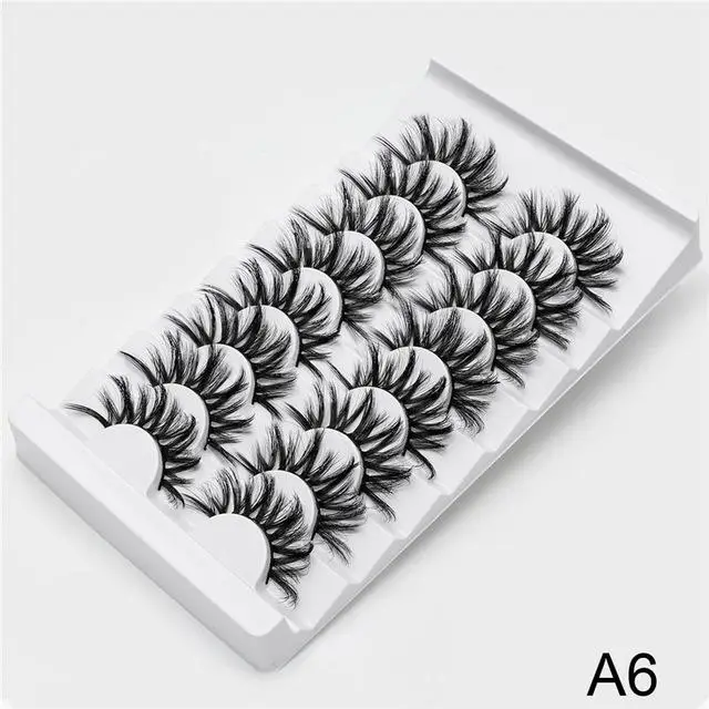 A6 2/5/8 стержень пар Eyelashs натуральных длинных 3D искусственной норковые ресницы толстый ручной полный газа Ресницы объемный мягкий ресницы серо-коричневого цвета накладных ресниц - Цвет: A6