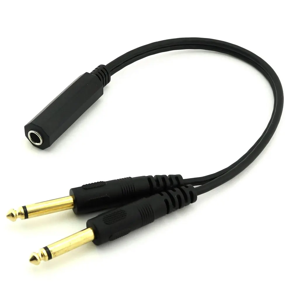 1pc 6.35mm 1/4 inch Stereo TRS Female to 2 Dual Mono TS Male Y Splitter Cable | Электроника