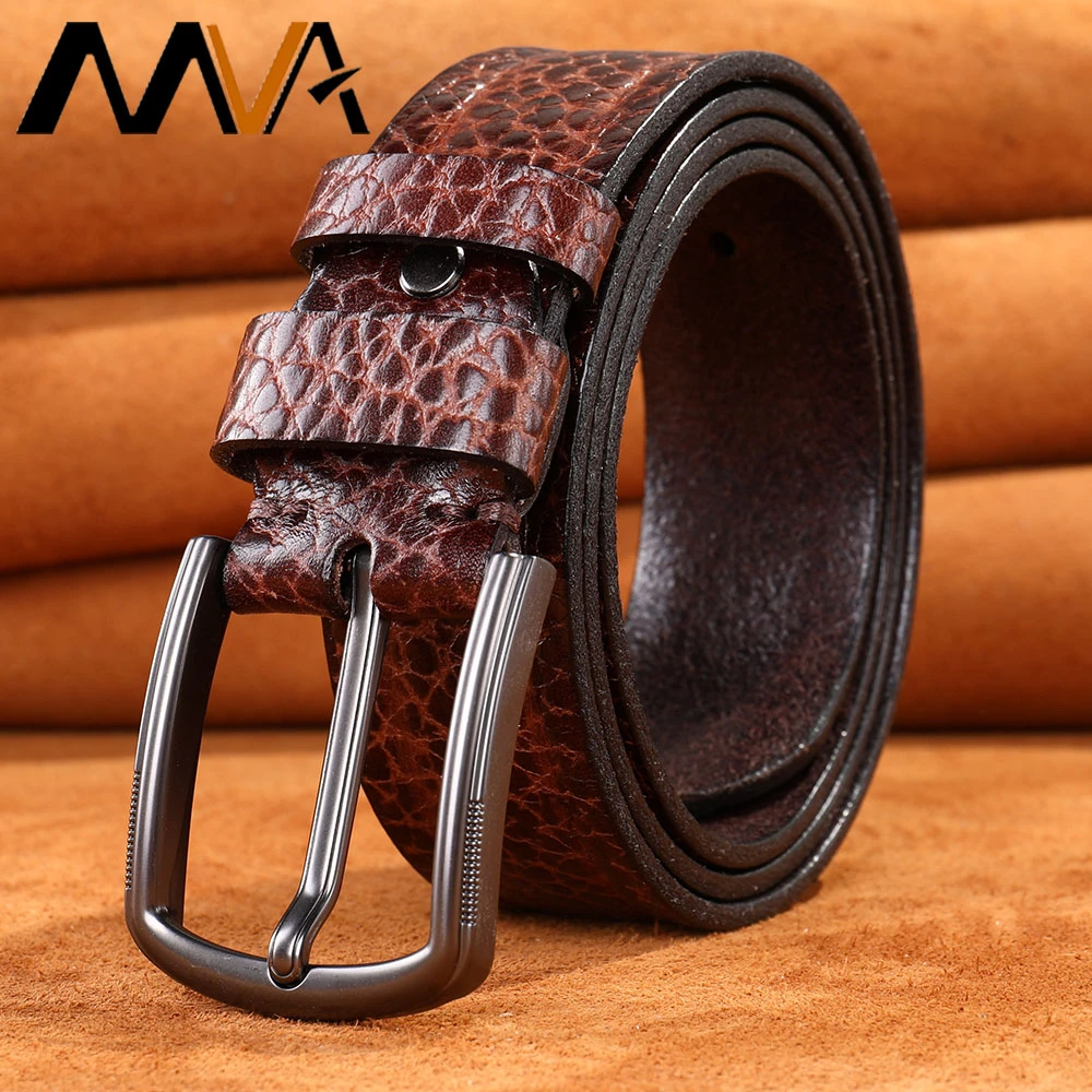 MVA Cinturón de cuero para bolsa de diseñador de lujo, cinturones de cuero de vaca para hombre, cinturón para pantalones hebilla de aleación Retro PD3129|Cinturones de hombre| - AliExpress