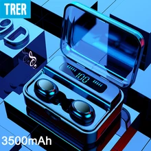 TRER беспроводные наушники Bluetooth TWS 5,0 9D Bluetooth наушники светодиодный дисплей стерео наушники 3500 мАч банк питания с микрофоном