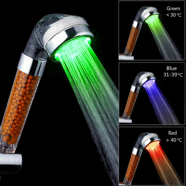 HO3/7-Pommeau de Douche à LED avec Capteur de Température, Adoucisseur d'Eau,  Filtre à Ions Négatifs, Haute Pression