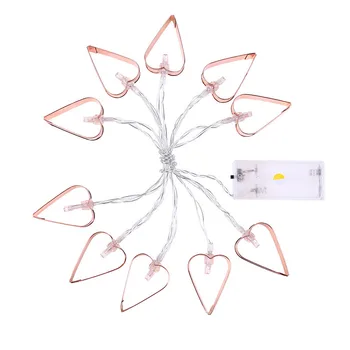 

Battery Operated1.6M 10LED Iron Heart Light String Best Party Wedding Decoration LED light copper Party Decor String Light