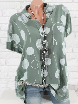 women blouses large size shirt ladies shirt fashion shirt casual wave point short sleeved shirt