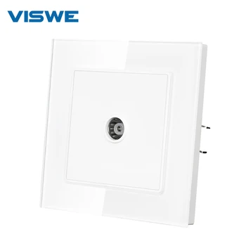 

VISWE EU Standard Luxury TV Socket,With White Crystal Glass Panel,F8 Series Power Wall Outlet