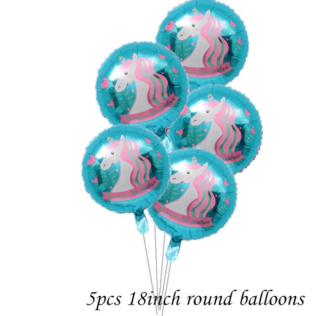 1 шт. 100*97 см Розовая лошадь пони фольгированные воздушные шары-единороги с днем рождения Единорог праздничные гелиевые шары детские животные игрушки Globos - Цвет: 5pcs as the picture