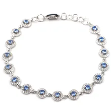 8x8 мм SheCrown очаровательный насыщенный синий фиолетовый танзанит женские Обручение серебряный браслет 8,0-9.0in"