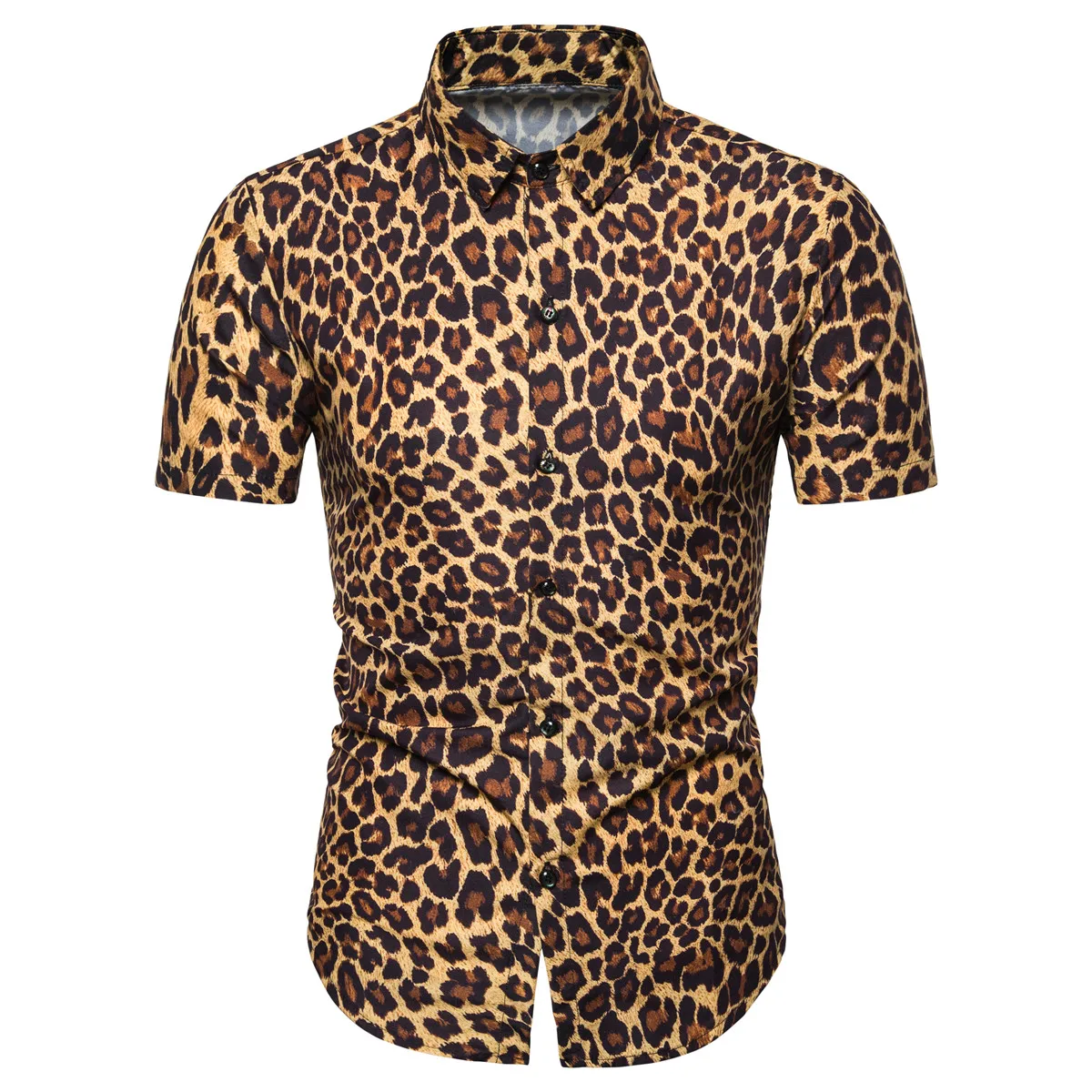 Short Sleeve Shirt Leopard Print 