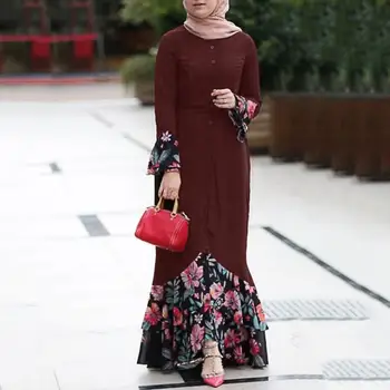 

Muslim Evening Maxi Women Flower Patchwork Dubai Kaftan Dress without Hijab