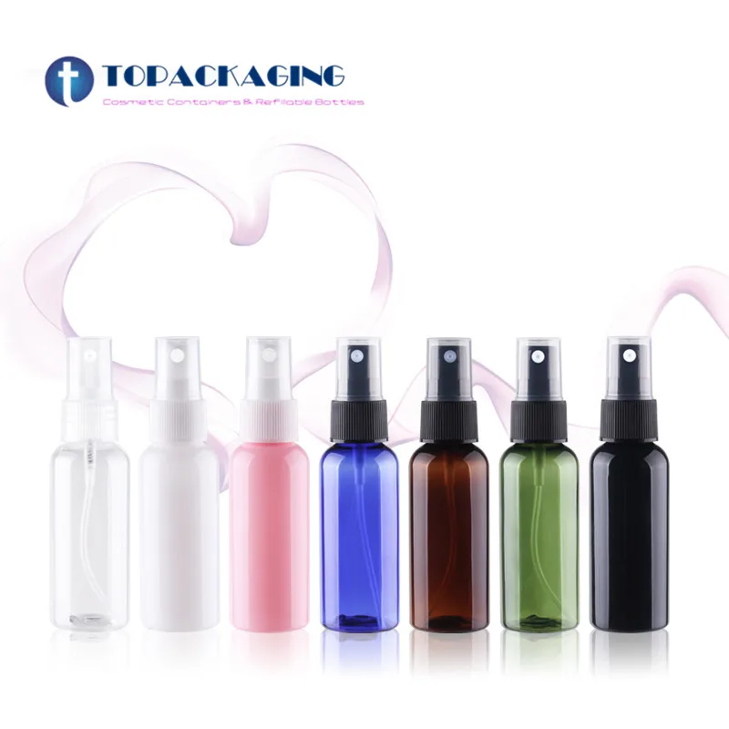 

50PCS*50ML Spray Pump Bottle Green Plastic Perfume Refillable Packing Empty Cosmetic Container Sample Parfume Fine Mist Atomizer