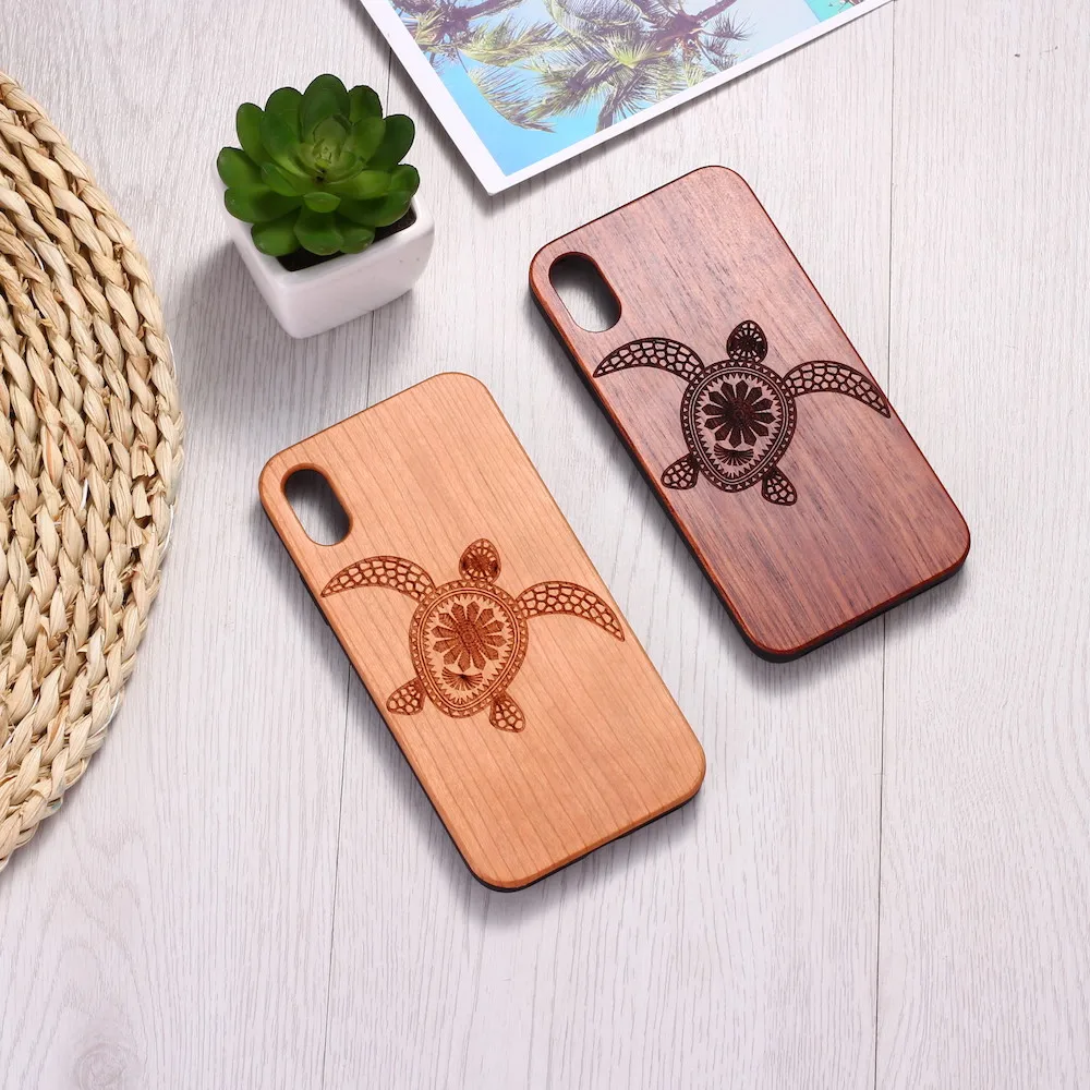 

Sea Turtle Natural Engraved Wood Phone Case Coque Funda For iPhone 6 6S 6Plus 7 7Plus 8 8Plus XR X XS Max 11 Pro Max