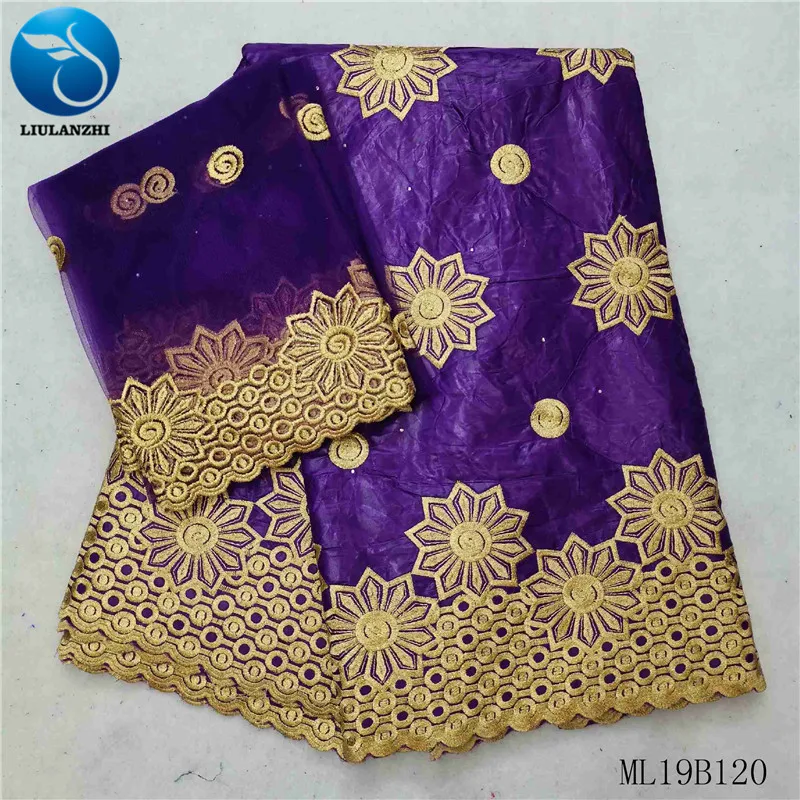 LIULANZHI фиолетовый базин ткани Африканский хлопок getzner с камнями модная вышивка Нигерия Базен riche 5+ 2 ярдов ML19B120