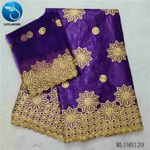 LIULANZHI фиолетовый базин ткани Африканский хлопок getzner с камнями модная вышивка Нигерия Базен riche 5+ 2 ярдов ML19B120