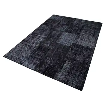 

170x246 Cm Black Handmade Patchwork Rug-6x8 Ft