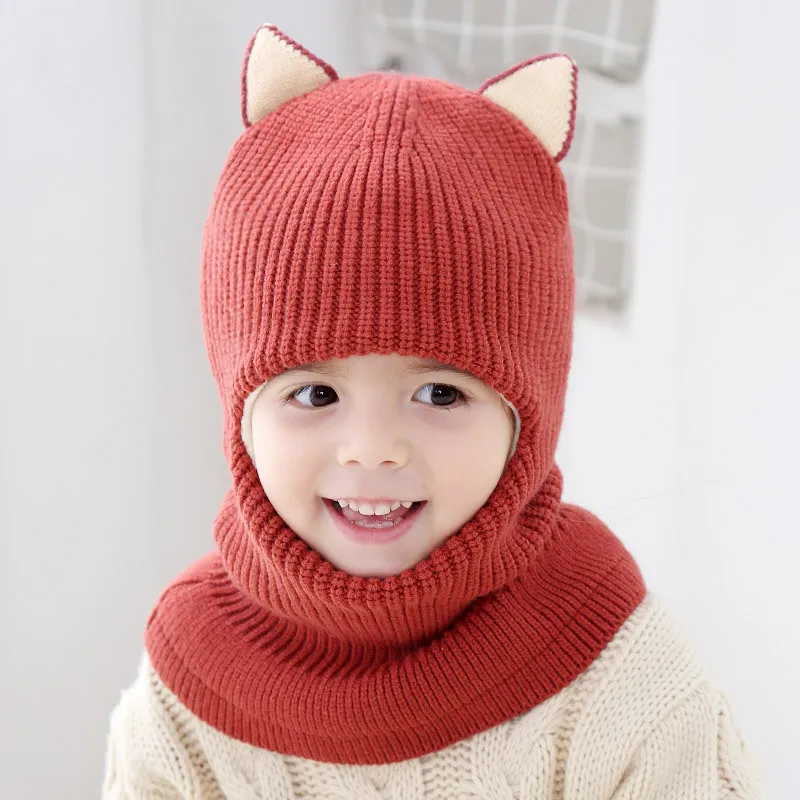 Осенне-зимняя детская шапка для мальчиков, бархатная утолщенная защищающая от ветра шапка, Детская цельная Защитная шапка для лица для девочек, детские шапки
