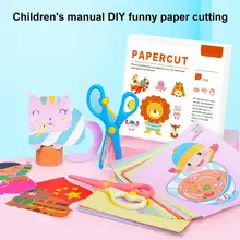 

1Set Paper-cut Set Cartoon Print Cutting Skill Cultivation Portable Kids Scissors Crafts Kits for Grow up