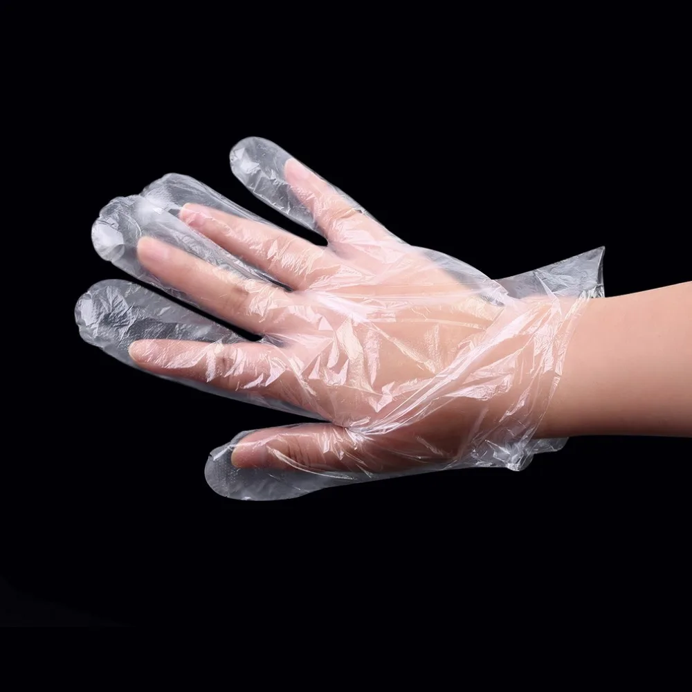 100pcs Disposable Plastic Gloves Food Cleaning Catering Personal Protective Hand 