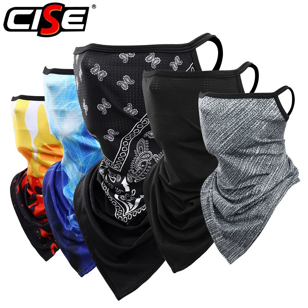 Pasamontañas para motocicleta, Bandana con elásticos para las orejas, mascarilla facial de seda de verano, para motocross, ciclismo, cuello, unisex