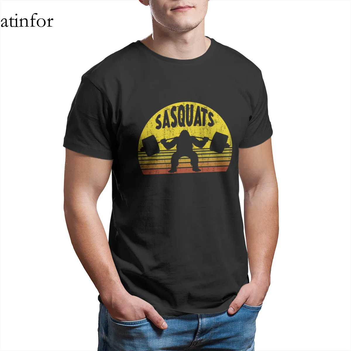 Футболка Sasquats Sasquatch Doing Squats Bigfoot для фитнеса модная одежда на заказ оптовая