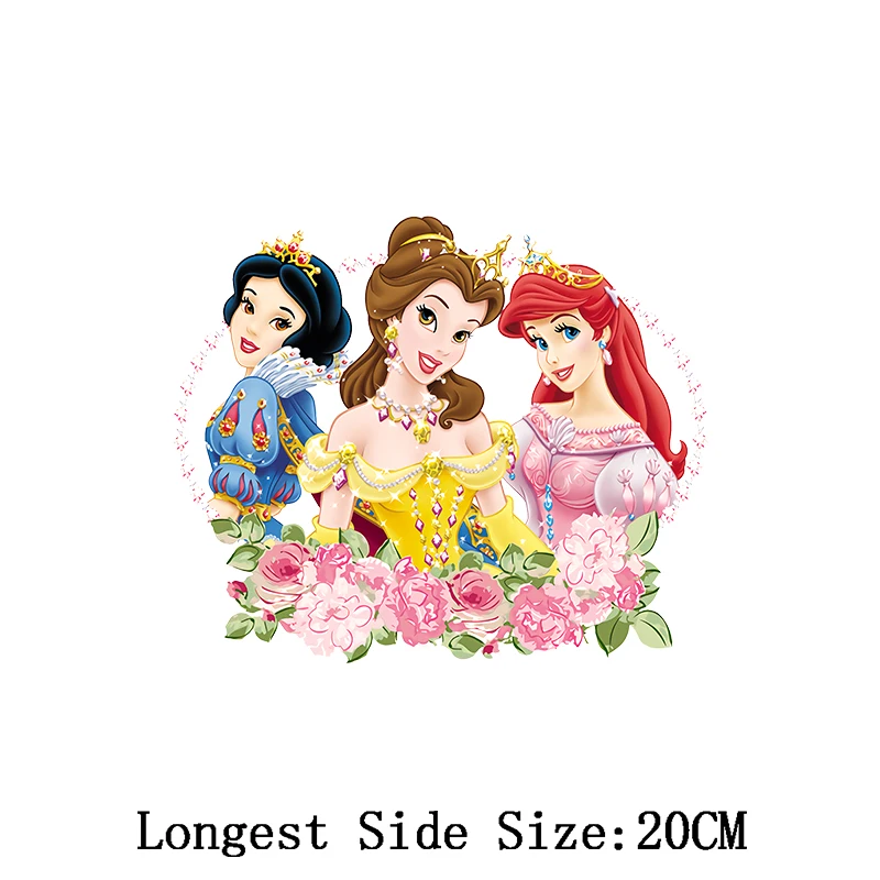 Cute Cartoon Disney Princess Iron-on Transfers Vynil Heat Transfer Ironing Stickers T-shirt Thermal Patches for Clothing Decor