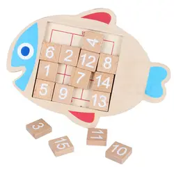 Детские математические игрушки деревянные рыбий формы цифровые цифры 1-15 Brain Teaser Huarong дорожные игрушки для взрослых и детей IQ развивающий