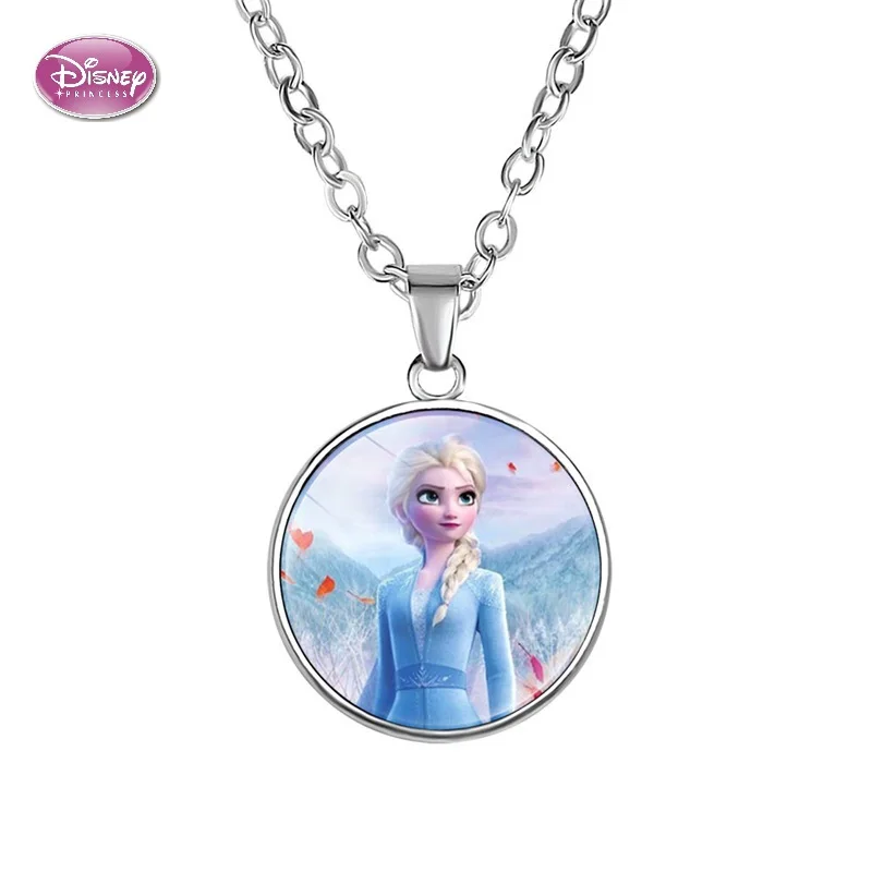 Disney Frozen 2-colgante de gemas para niña, collar de dibujos animados de princesa Aisha Anna, joyería de maquillaje de juguetes para niña