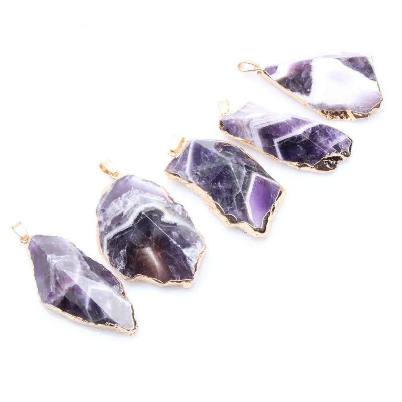 

Energy Health Men Raw Gems Amethysts Charms Pendant Irregular Healing Point Natural Stone Pendants DIY Fit Women Necklaces 1pc
