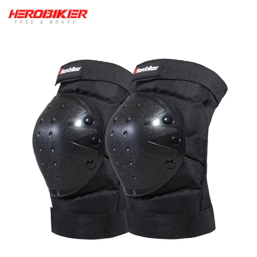 HEROBIKER наколенники для мотоцикла, езды на велосипеде, езды на велосипеде, гоночных тактических коньках, защитные наколенники, защитные черные наколенники - Цвет: MK1005-Black